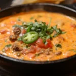 Bubbling smoked queso with sausage and jalapeños.