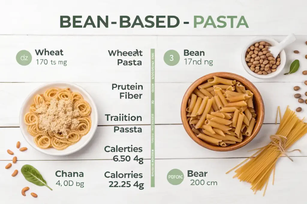 Nutritional comparison between bean-based and wheat pasta.