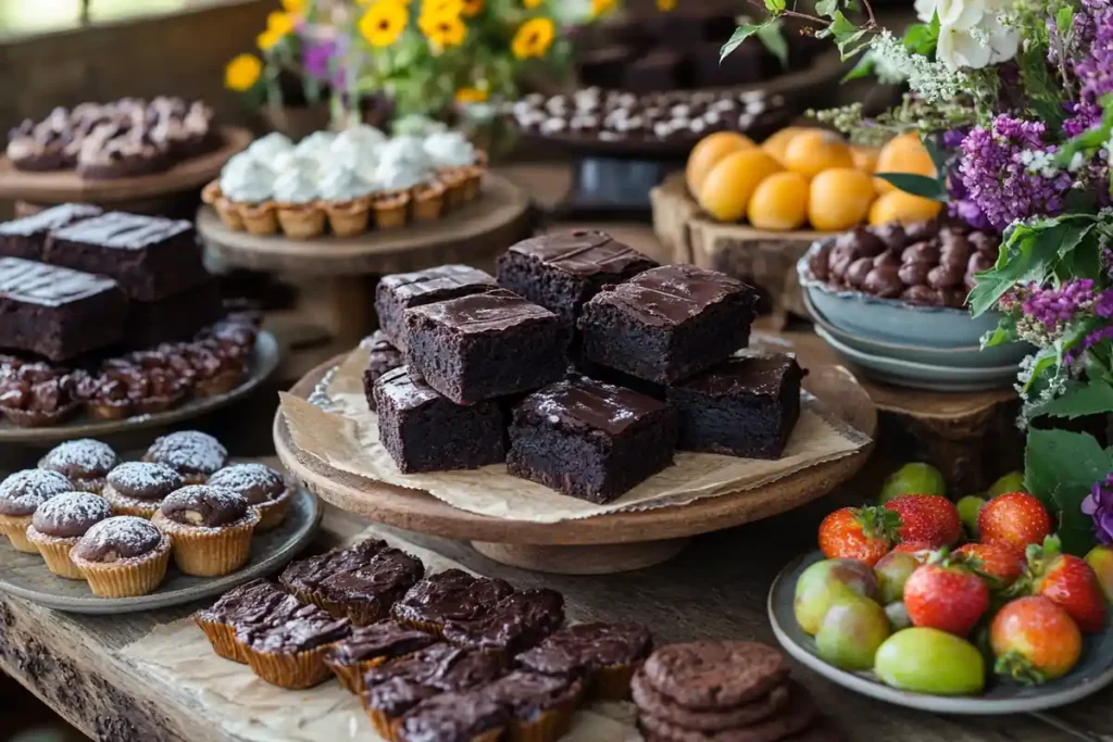 A beautiful selection of paleo dessert recipes, featuring brownies, cookies, and tarts.