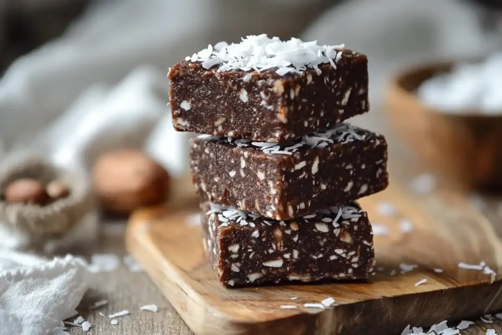 Raw paleo energy bites made with cacao, dates, and nuts.