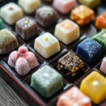 Beautifully handcrafted wagashi on a lacquer tray.