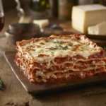 Served Barilla lasagna with side salad and garlic bread.