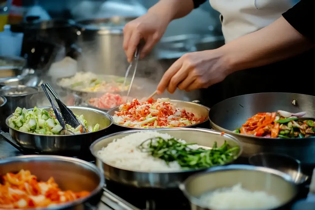 A Korean chef preparing Basi in a traditional kitchen.