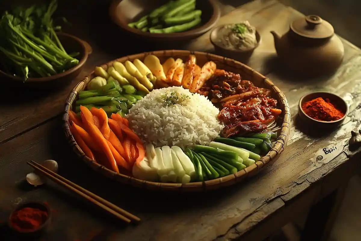 A beautifully plated Basi dish, showcasing traditional Korean food.