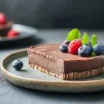 A sugar-free chocolate cake garnished with fresh berries, perfect for diabetics.