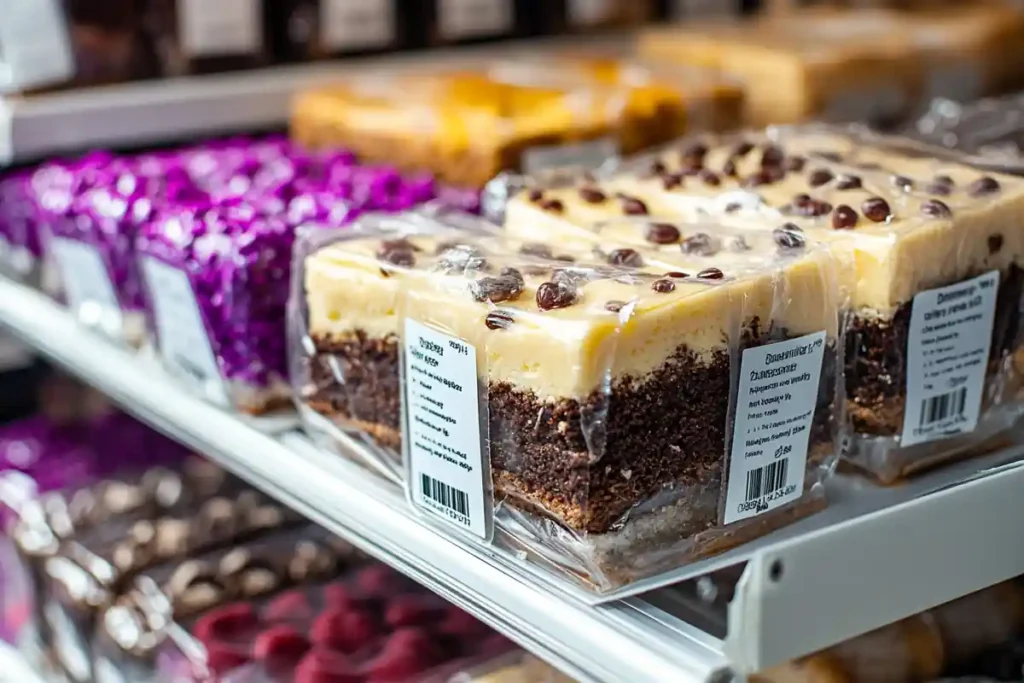 A selection of packaged diabetic-friendly cakes with sugar-free labels.