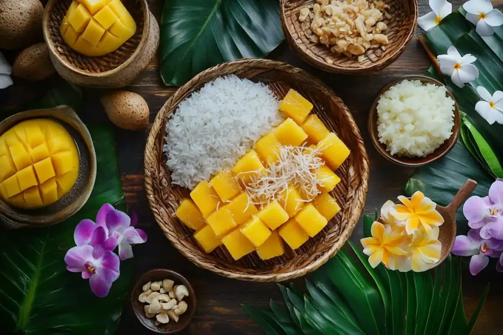 An assortment of traditional Thai desserts.