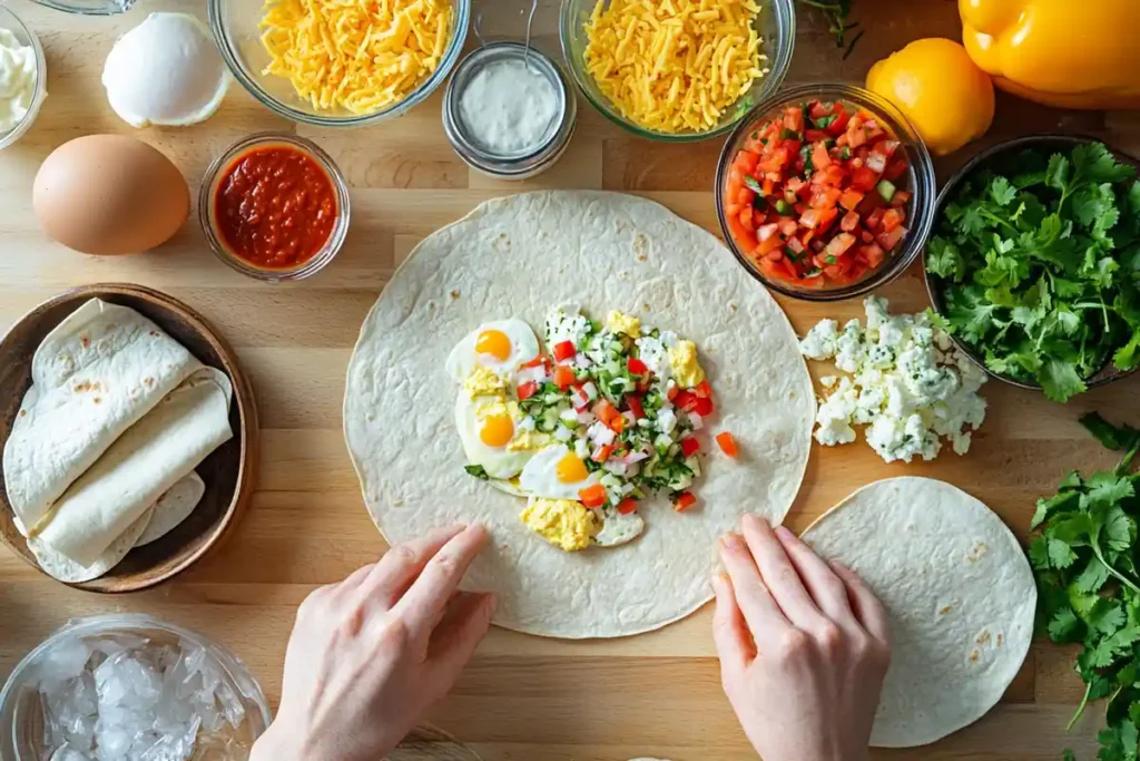 DIY preparation of breakfast burritos and wraps.