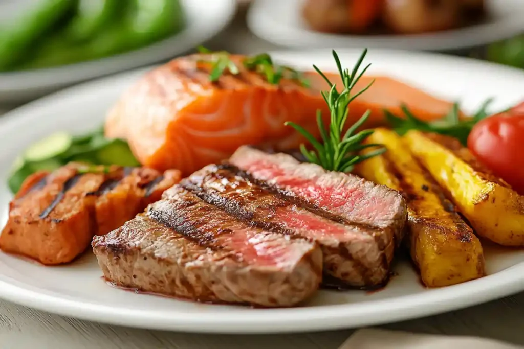 A variety of sous vide dishes served on elegant plates.