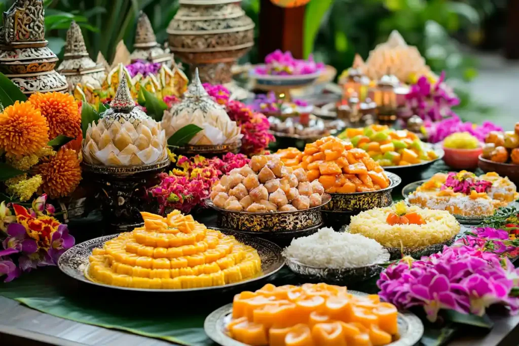 Thai desserts during a festival celebration
