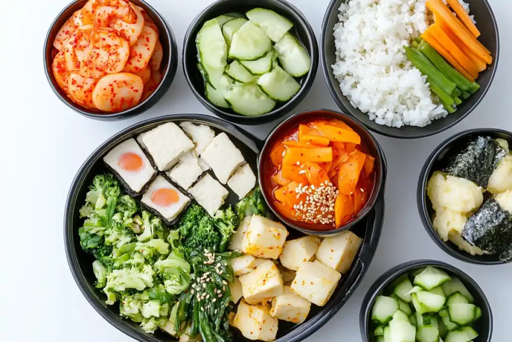 Healthy and balanced Korean bapsang meal.