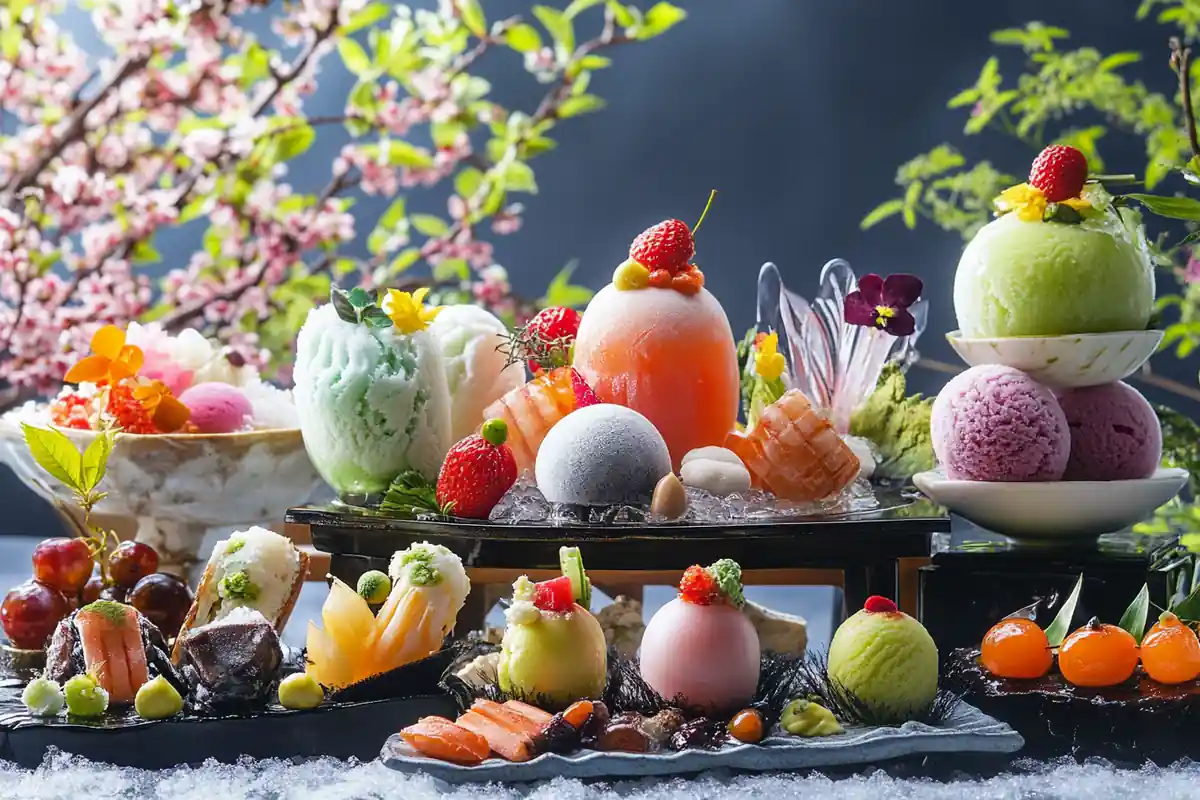 Traditional Japanese ice desserts with vibrant summer vibes