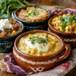 Calabacitas recipe variations displayed in bowls.